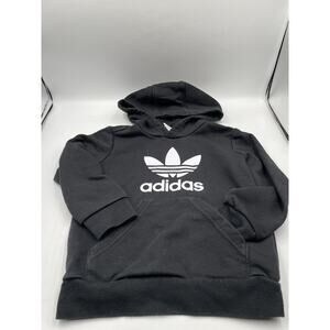 Adidas Hoodie Youth Boys 5T Black Hooded Pullover Sweatshirt Long Sleeve